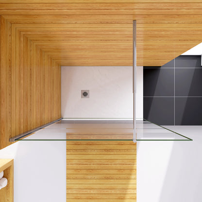 Box Doccia Walk In Parete Fissa in Vetro Temperato 6 mm Anticalcare Multi Fasce Satinate Opache con Barra Stabilizzatrice Regolabile da 70cm a 120cm