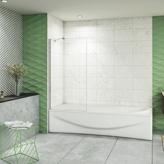 140cm Sopravasca WALK IN Parete Fissa Doccia Per Vasca Pannello Singolo Vetro Temperato 6mm Trasparente Anticalcare Cromato Lucido Sì