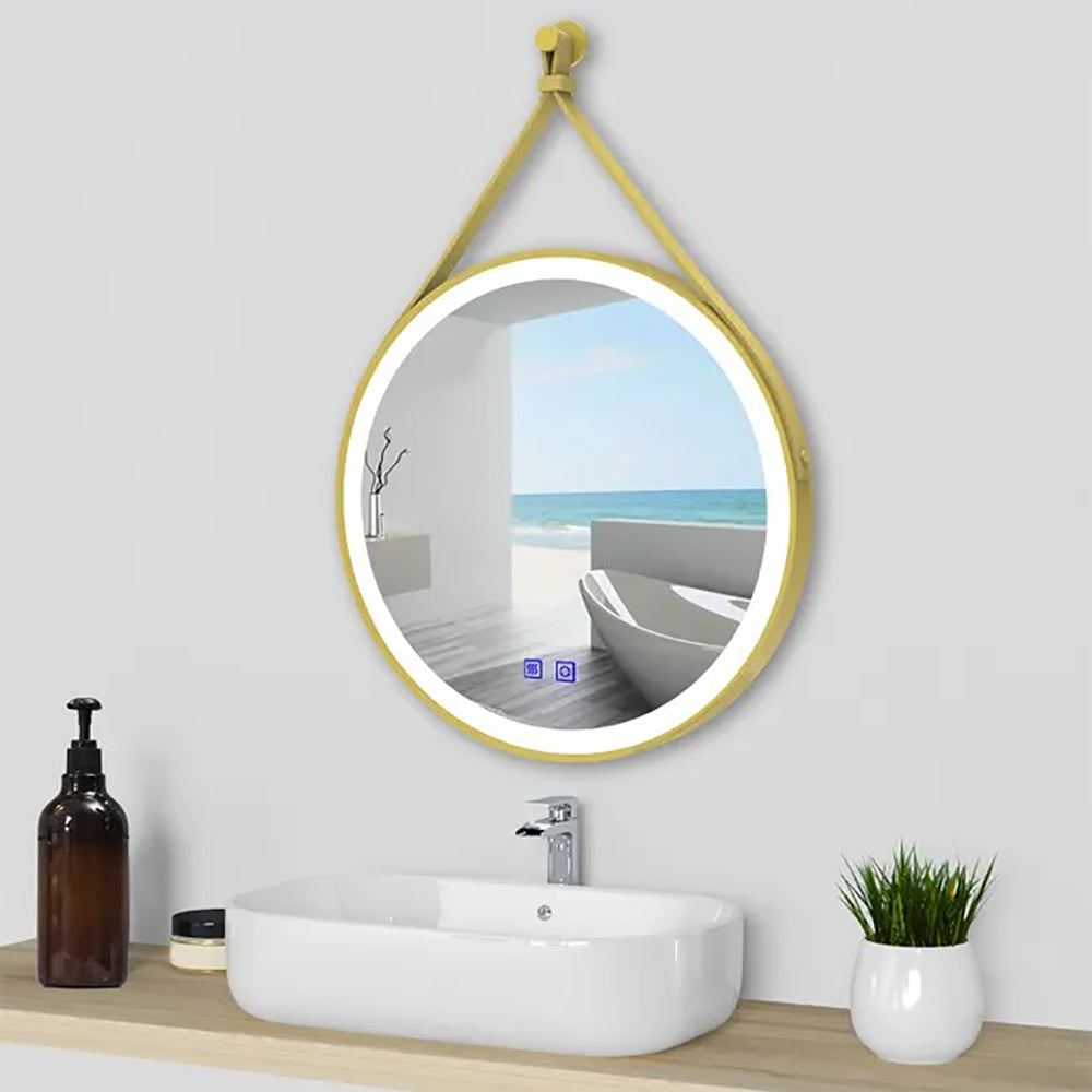 AICA Specchio da bagno rotondo con LED con antiappannamento, 3 temperature di colore e memoria per interruzione di corrente