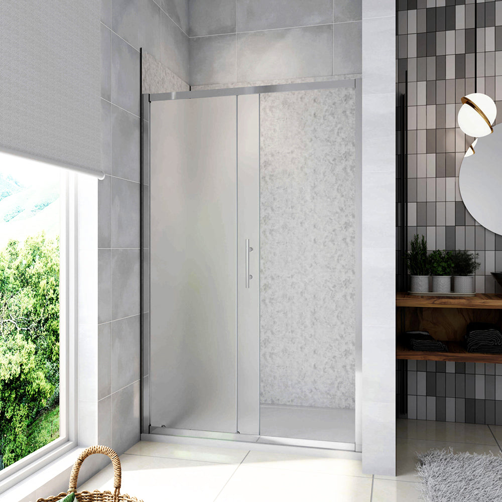185cm Porta Doccia Per Nicchia Anta Scorrevole Ingresso Laterale In Vetro Temperato 5mm Satinato Opaco