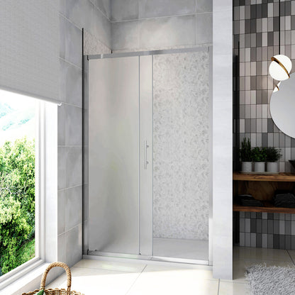 185cm Porta Doccia Per Nicchia Anta Scorrevole Ingresso Laterale In Vetro Temperato 5mm Satinato Opaco