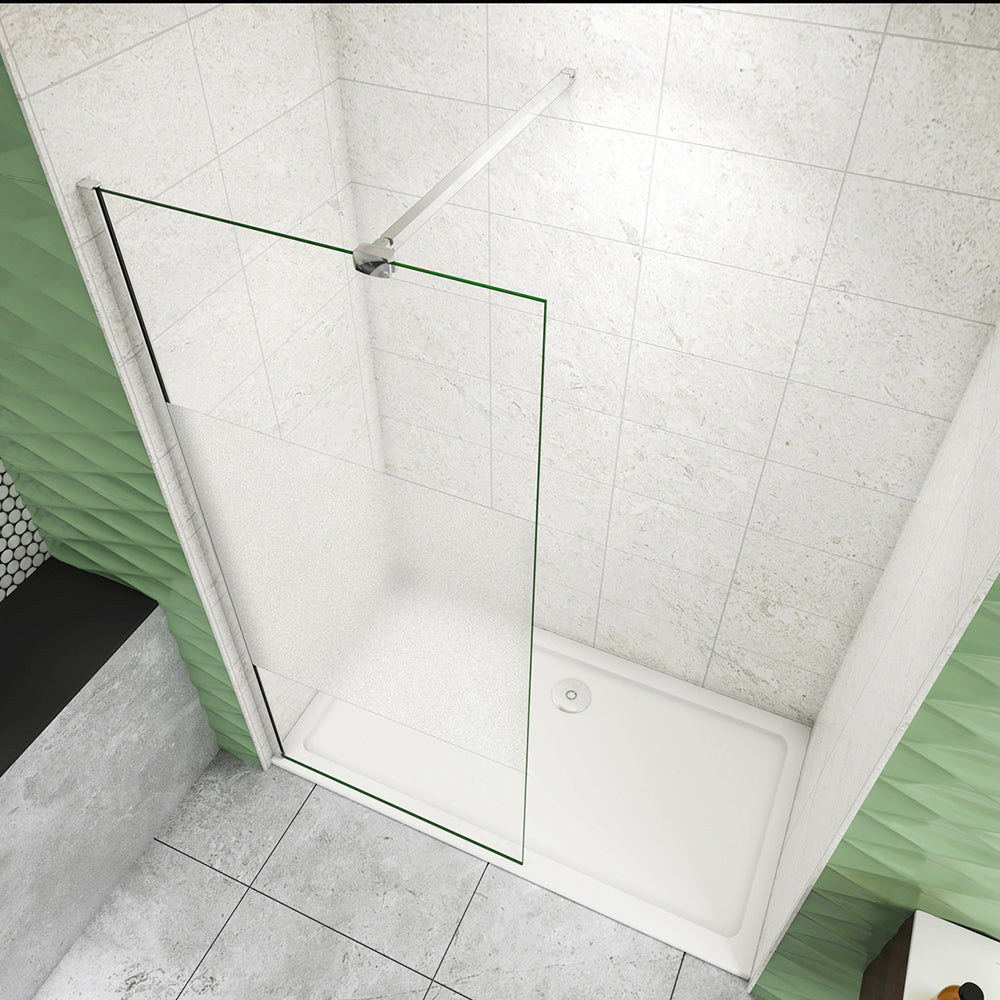 Box Doccia Walk In Parete Fissa in Vetro Temperato da 8mm Trasparente Anticalcare con Due Ripiani Mensole stabilizzatrice snodabile E. Braccio 90cm Snodabile