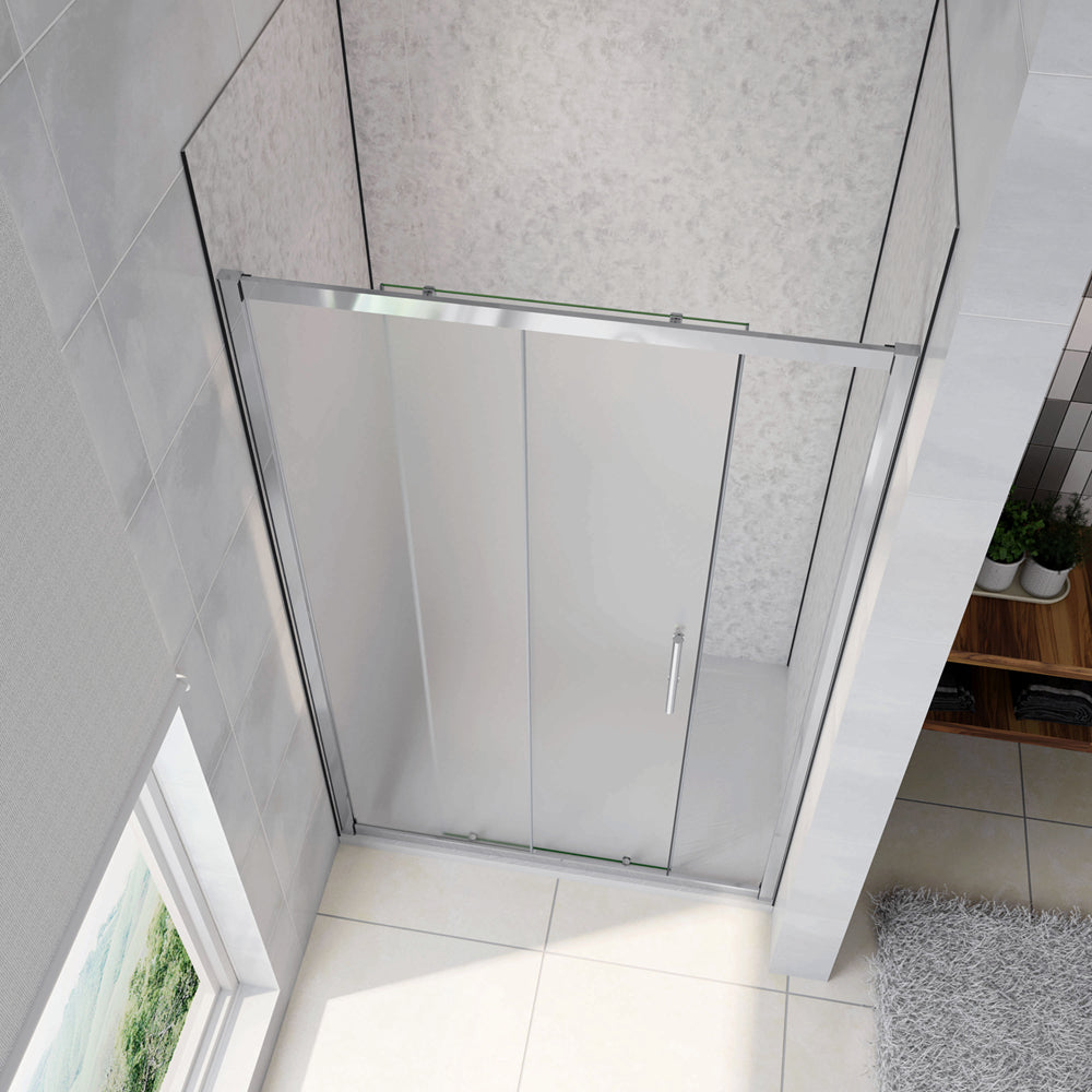 185cm Porta Doccia Per Nicchia Anta Scorrevole Ingresso Laterale In Vetro Temperato 5mm Satinato Opaco