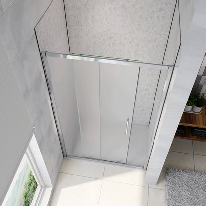 185cm Porta Doccia Per Nicchia Anta Scorrevole Ingresso Laterale In Vetro Temperato 5mm Satinato Opaco
