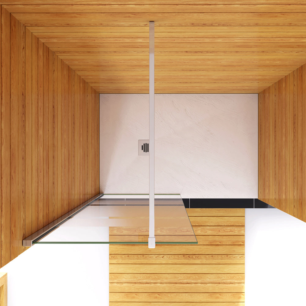 Box Doccia Walk In Parete Fissa Anticalcare Multi Fasce Satinate Opache in Vetro Temperato 6mm con Barra Stabilizzatrice Cromo Lucido