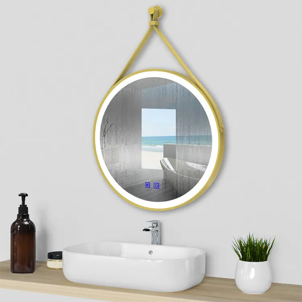 AICA Specchio da bagno rotondo con LED con antiappannamento, 3 temperature di colore e memoria per interruzione di corrente