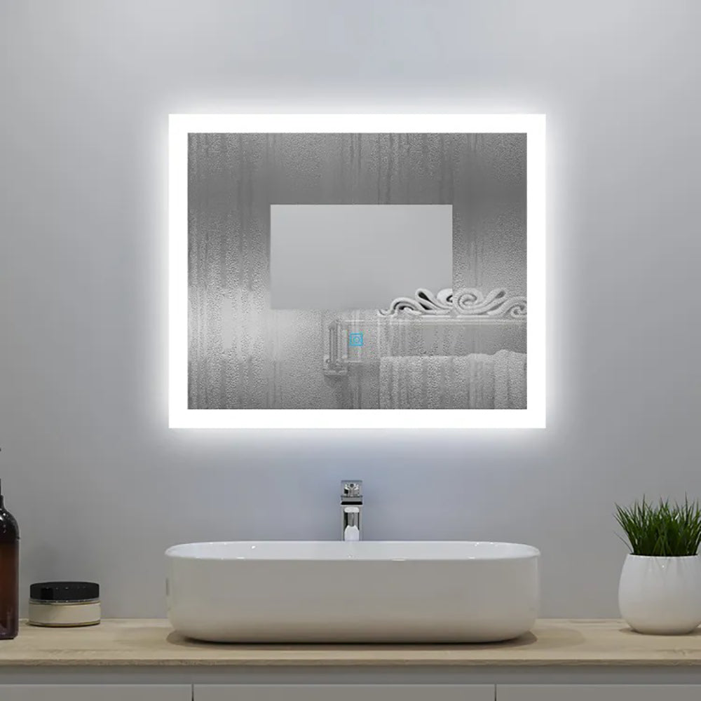 Aica LED Specchio da bagno 60×50 cm, luminosità regolabile a 3 colori, antiappannamento, memoria di interruzione di corrente