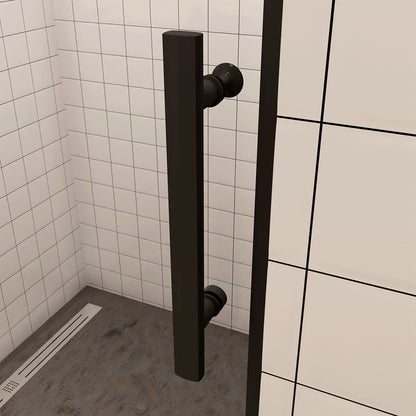 Porta Doccia per Nicchia Battente Pieghevole in Vetro Temperato Trasparente 5mm Anticalcare Telaio Nero Opaco Piatto Doccia incluso