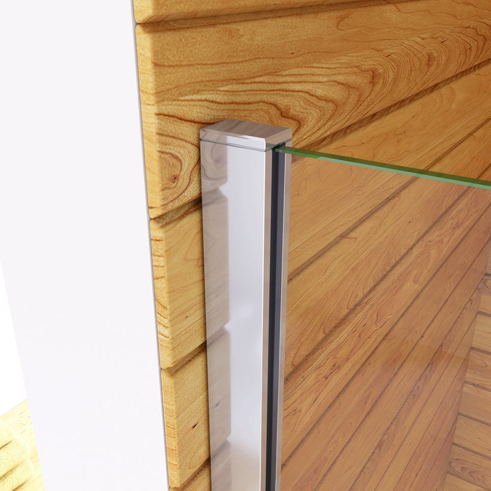 Box Doccia Angolare da Doppio Walk In in Vetro Temperato 6mm Anticalcare Multi Fasce Satinate 2 Barre Stabilizzatrici da 140cm Cromo Lucido