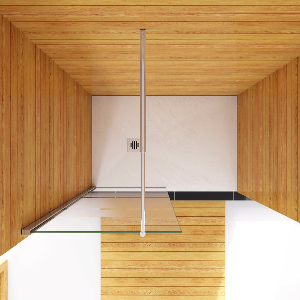 Box Doccia Walk In Parete Fissa in Vetro Temperato 6 mm Anticalcare Multi Fasce Satinate Opache con Barra Stabilizzatrice Regolabile da 70cm a 120cm