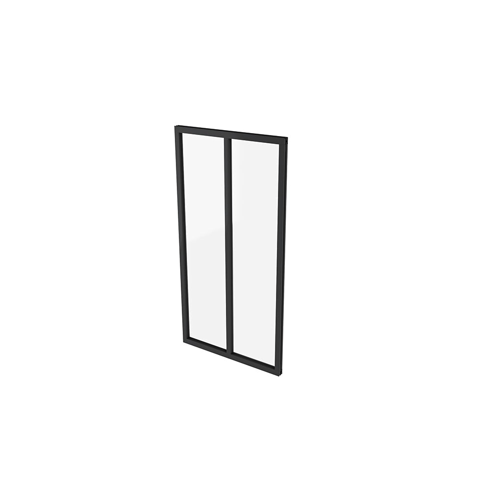 Parete Vetrata Interna 63x108cm in Vetro Temperato Trasparente da 4mm 2 Lastre Corniciate Profilo in Alluminio Nero Opaco Divisorio da Casa