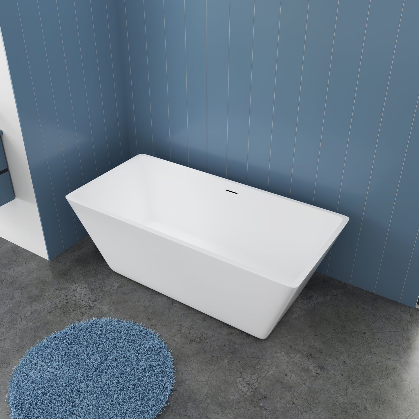 Vasca da Bagno a Isola Freestanding in Acrilico da 170x80x58 cm/150x72x56 cm, Colore Bianco, Forma Rettangolare