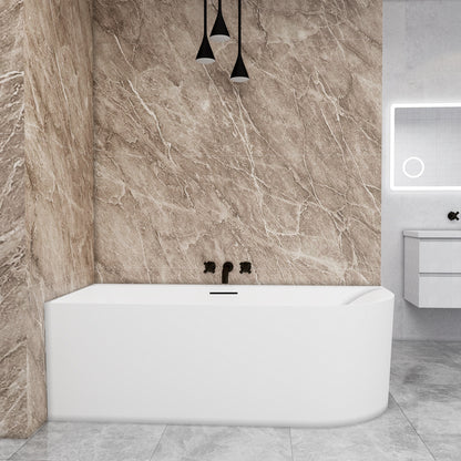 Vasca a Isola Angolare Asimmetrica SINISTRA/DESTRO 165x75x60 cm /180×80x60 cm Bianco Vasca da Bagno Semi-Freestanding in Acrilico