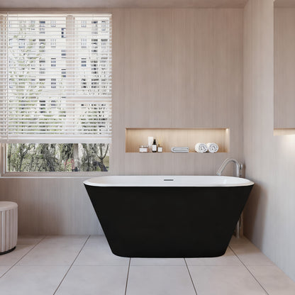 Vasca da Bagno a Isola 150x72x60 /170x78x60cm Vasca da Bagno Freestanding in Acrilico Nero Ovale