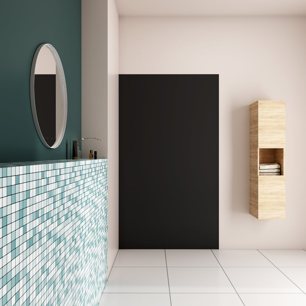 Pannello Doccia Realizzato in Alluminio Spessore 3mm con Profili Finitura Nero Opaco per Rivestimento Parete Bagno - Consegna gratuita