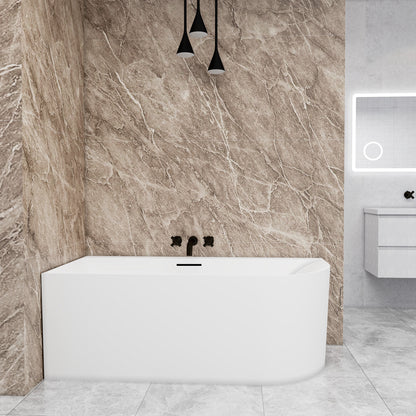 Vasca a Isola Angolare Asimmetrica SINISTRA/DESTRO 165x75x60 cm /180×80x60 cm Bianco Vasca da Bagno Semi-Freestanding in Acrilico