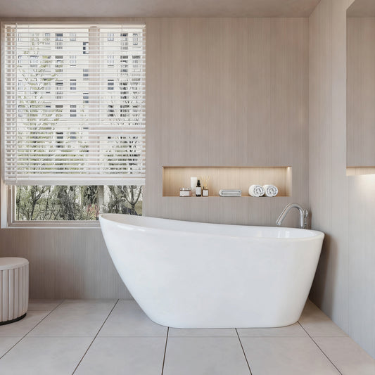 Vasca da Bagno a Isola Freestanding in Acrilico da 160x72x73 cm/170x78x73, Colore Bianco, Forma di Ovale Irregolare