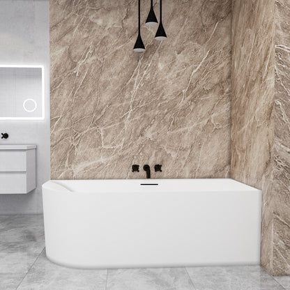 Vasca a Isola Angolare Asimmetrica SINISTRA/DESTRO 165x75x60 cm /180×80x60 cm Bianco Vasca da Bagno Semi-Freestanding in Acrilico