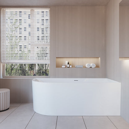 Vasca da Bagno a Isola in Acrilico 165x75x60 cm /180x80x60 cm Semi-Freestanding Colore Bianco Angolo a Parete verso Sinistro/Destro