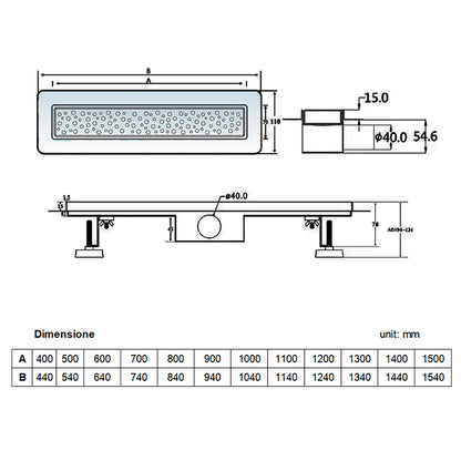 AICA ITALY Canaletta doccia canalina doccia per box doccia acciaio inox sifone antiodore bolle griglia
