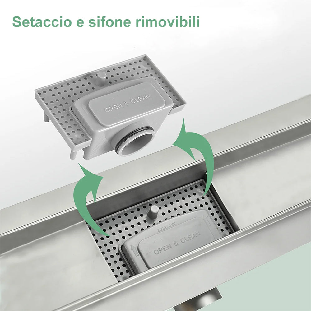 AICA ITALY Canaletta scarico doccia canalina scarico acciaio inox per box doccia a pavimento C tipo griglia