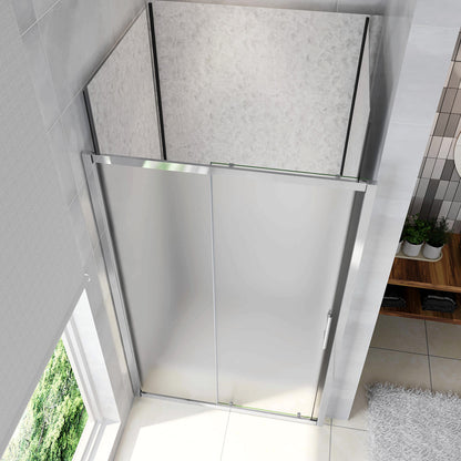 185cm Porta Doccia Per Nicchia Anta Scorrevole Ingresso Laterale In Vetro Temperato 5mm Satinato Opaco