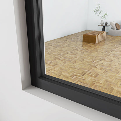 Parete Vetrata Interna 153x108cm in Vetro Temperato Trasparente da 4mm 5 Lastre Corniciate Profilo Nero Opaco Divisorio da Casa