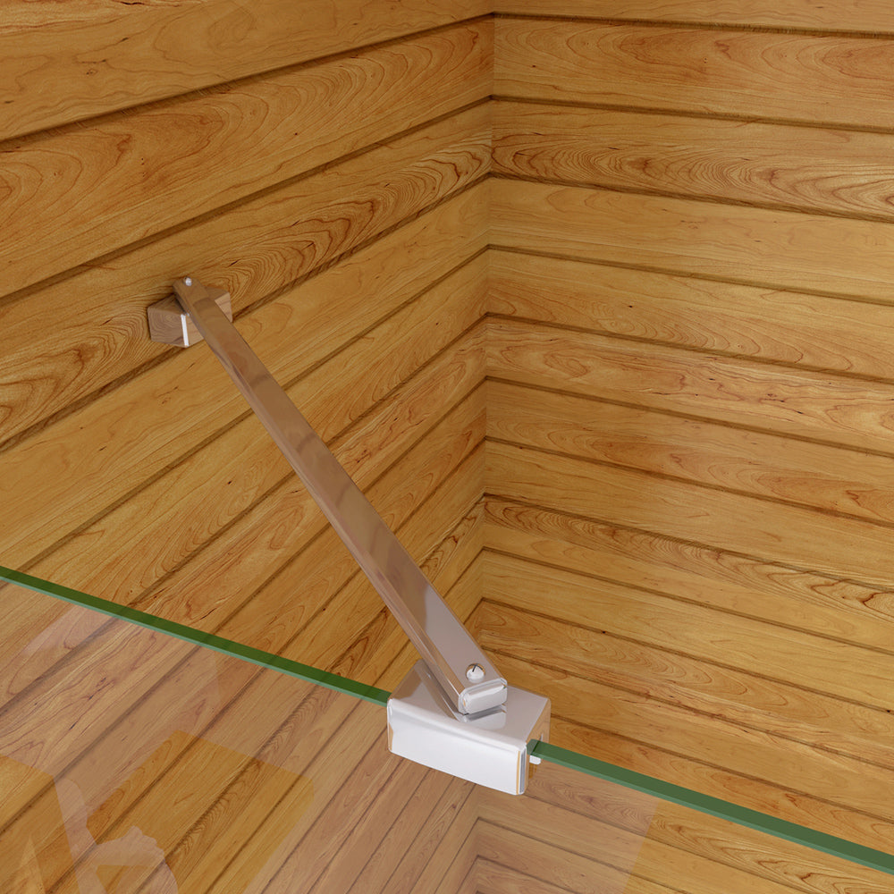 Box Doccia Angolare da Doppio Walk In in Vetro Temperato 6mm Anticalcare Multi Fasce Satinate 2 Barre Stabilizzatrici 45cm Cromo Lucido