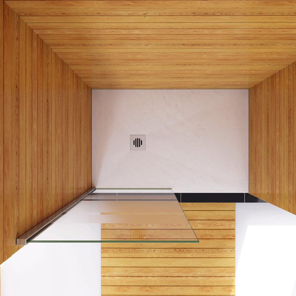 Box Doccia Walk In Parete Fissa in Vetro Temperato 6 mm Anticalcare Multi Fasce Satinate Opache con Barra Stabilizzatrice Regolabile da 70cm a 120cm