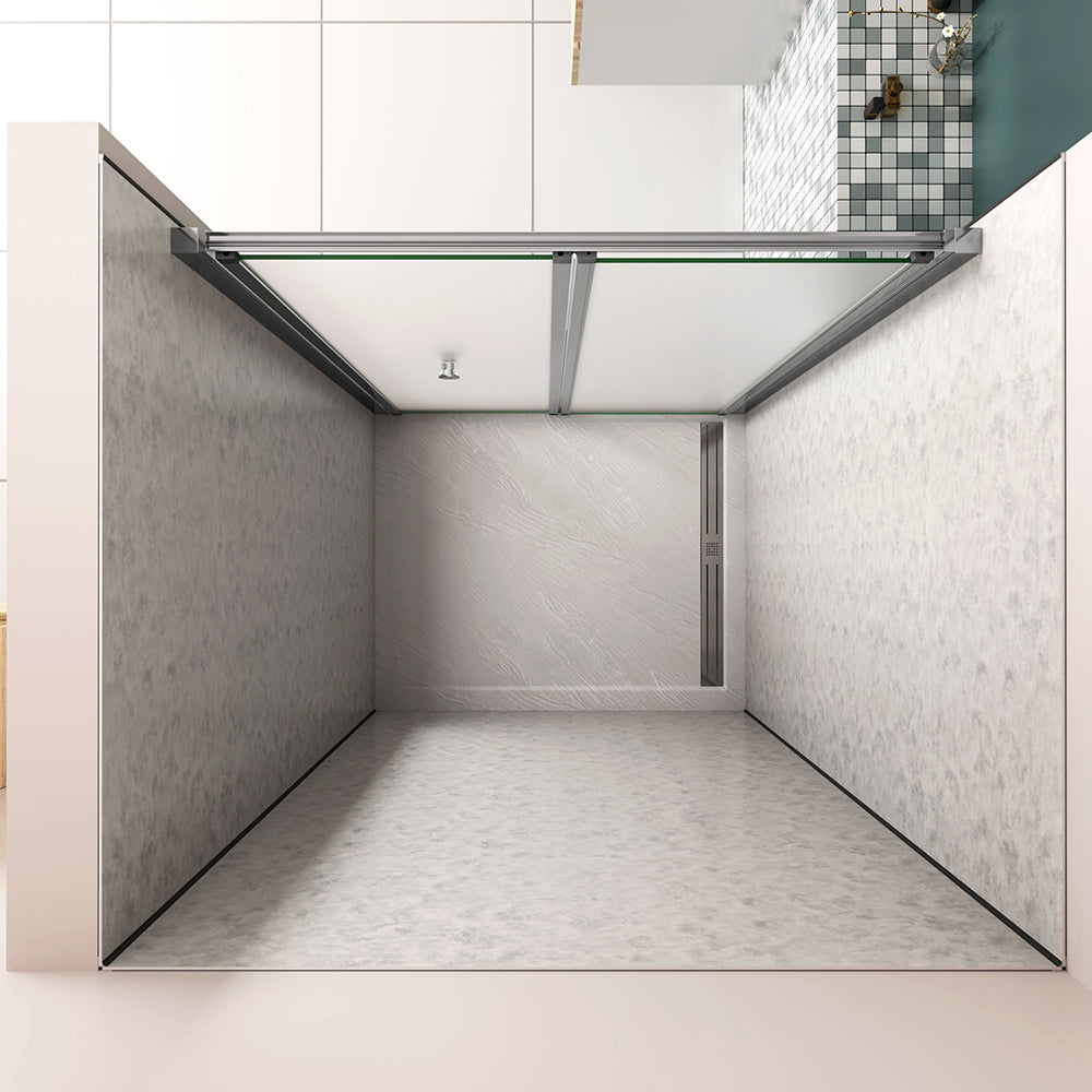 185cm Box Doccia per Nicchia Porta a Soffietto Vetro Temperato 5mm Satinato Opaco Profilo Cromato Lucido