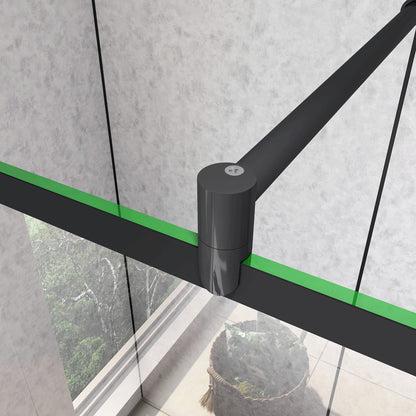 Doccia Walk In Parete Fissa Vetro Temperato 8mm Anticalcare 90-120 x200cm Semitrasparente Riquadri Nero Serigrafato Barra stabilizzatrice da 70-120cm circolare