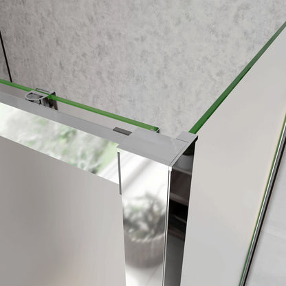 Box Doccia Angolare Porta Scorrevole con Parete Fissa Vetro Temperato 5mm Satinato Opaco H.185cm