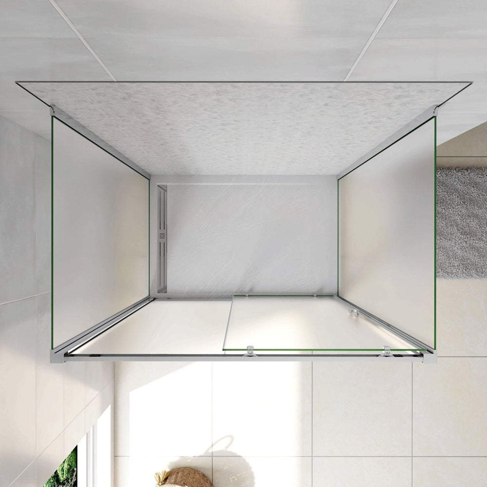 120cm Box Doccia a Tre Lati Porta Scorrevole con 2 Parete Fissa Vetro Temperato 5mm Satinato Opaco H.185cm