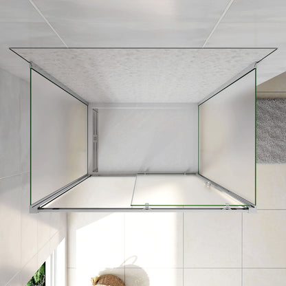 120cm Box Doccia a Tre Lati Porta Scorrevole con 2 Parete Fissa Vetro Temperato 5mm Satinato Opaco H.185cm