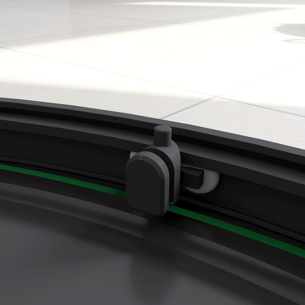 Box Doccia Semicircolare Ante Scorrevoli Vetro Temperato 5mm Trasparente Profilo Nero Opaco