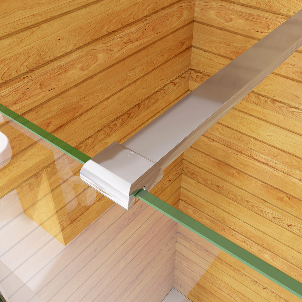 Box Doccia Walk In Parete Fissa in Vetro Temperato 6mm Anticalcare Multi Fasce Satinate Opache con Barra Stabilizzatrice Cromo Lucido