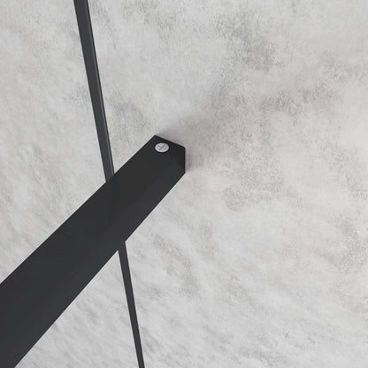 Doccia Walk In Parete Fissa Vetro Temperato 8mm Anticalcare 90-120 x200cm Semitrasparente Riquadri Nero Serigrafato Barra Stabilizzatrice da 140cm Tagliabile