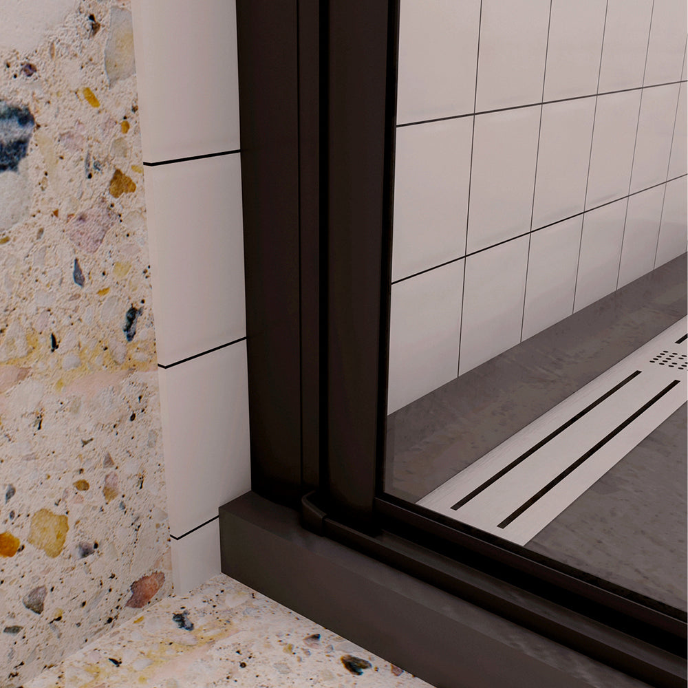 Porta Doccia per Nicchia Battente Pieghevole in Vetro Temperato Trasparente 5mm Anticalcare Telaio Nero Opaco Piatto Doccia incluso