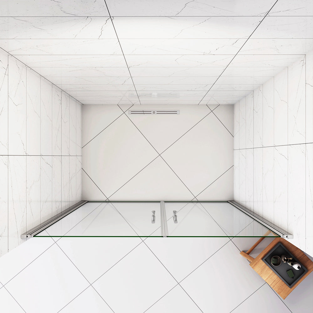 Aica Box Doccia per Nicchia 185 / 195 cm Doppia Porta Battente Saloon Vetro Temperato 6 mm Anticalcare