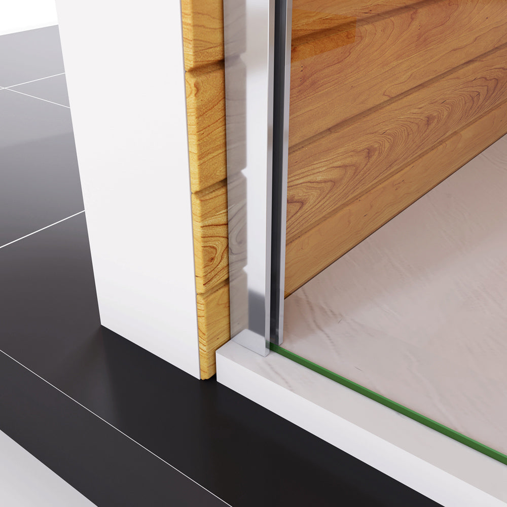 Box Doccia Angolare da Doppio Walk In in Vetro Temperato 6mm Anticalcare Multi Fasce Satinate 2 Barre Stabilizzatrici da 140cm Cromo Lucido