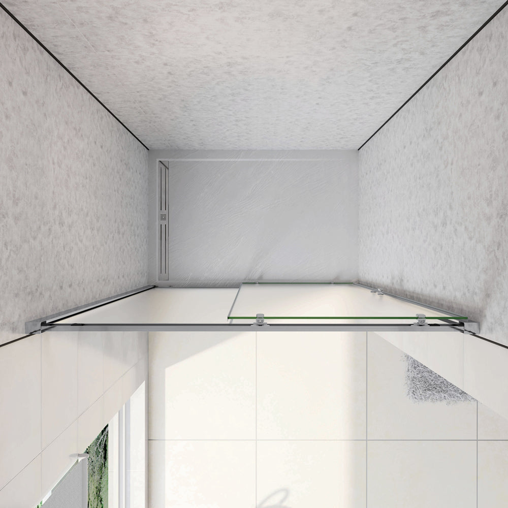 185cm Porta Doccia Per Nicchia Anta Scorrevole Ingresso Laterale In Vetro Temperato 5mm Satinato Opaco