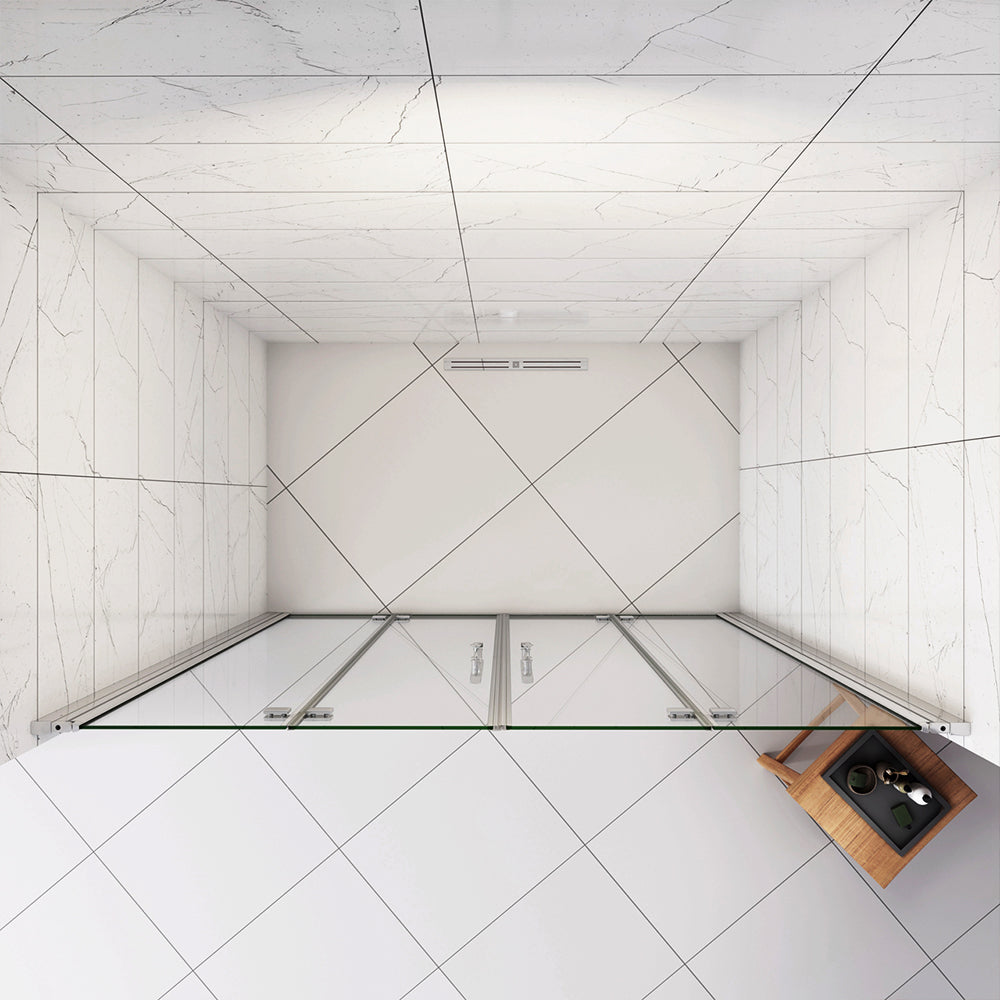 Aica Box Doccia per Nicchia 185 / 195 cm Doppia Porta Battente 4 Ante Pieghevoli Saloon Vetro Temperato 6 mm Anticalcare