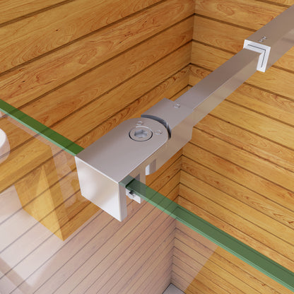 Box Doccia Walk In Parete Fissa in Vetro Temperato 6 mm Anticalcare Multi Fasce Satinate Opache con Barra Stabilizzatrice Regolabile