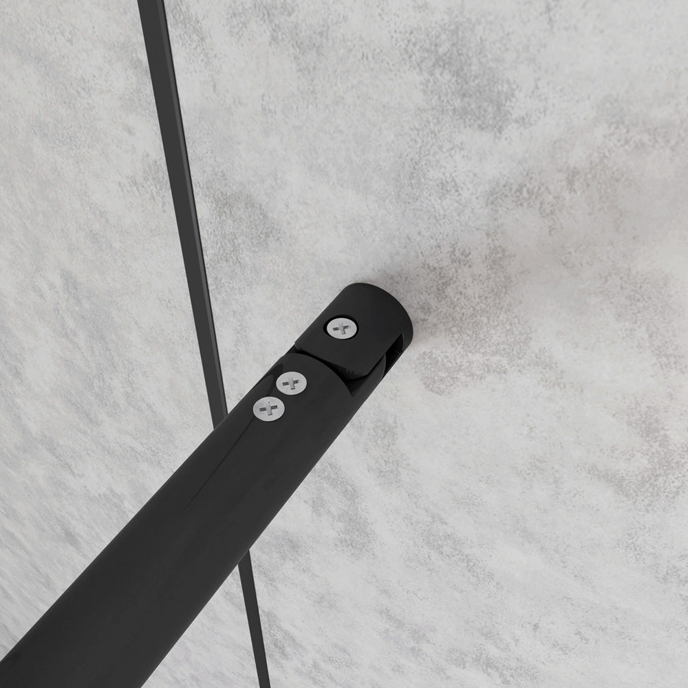 Doccia Walk In Parete Fissa Vetro Temperato 8mm Anticalcare 90-120 x200cm Semitrasparente Riquadri Nero Serigrafato Barra stabilizzatrice da 70-120cm circolare