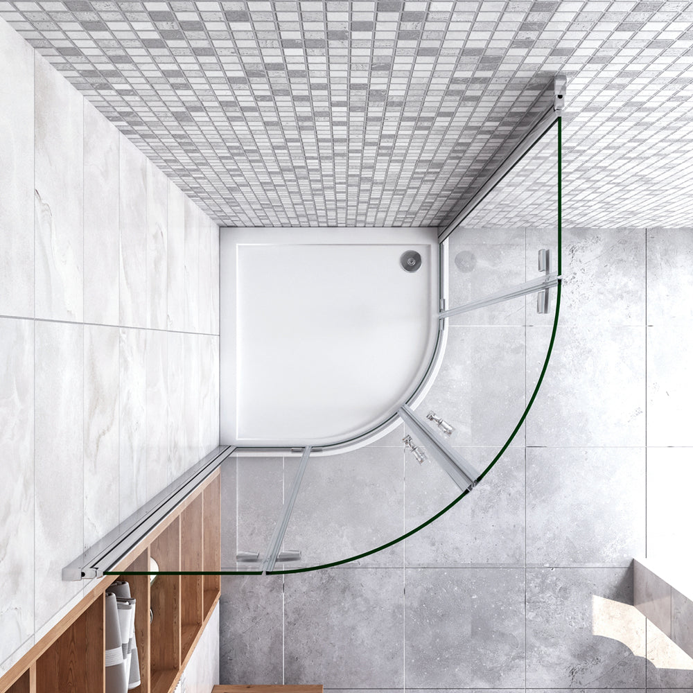 195 cm Box Doccia Semicircolare Porte Battenti e Ante Pieghevoli in Vetro Temperato 6mm Anticalcare Trasparente Profilo Cromo Lucido