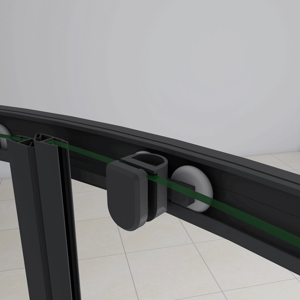 Box Doccia Semicircolare Ante Scorrevoli Vetro Temperato 5mm Trasparente Profilo Nero Opaco
