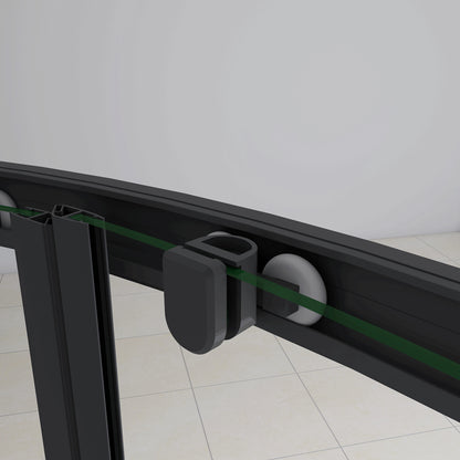 Box Doccia Semicircolare Ante Scorrevoli Vetro Temperato 5mm Trasparente Profilo Nero Opaco