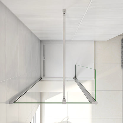 Walk in Doccia Due Pareti Vetro Temperato Anticalcare Fascia Opaca Centrale ANTI FRANTUMI Barra Stabilizzatrice Cromo Lucido F - Lunghezza 73-120cm, Adatta per il vetro in spessore 6-10mm