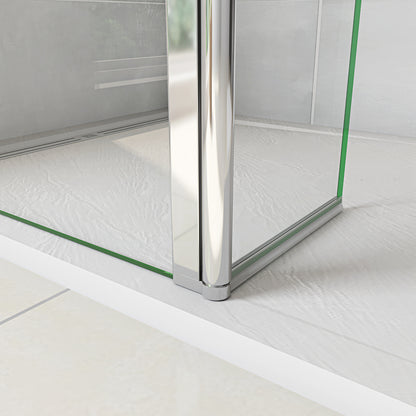 Walk in Doccia Due Pareti Vetro Temperato Anticalcare Fascia Opaca Centrale ANTI FRANTUMI Barra Stabilizzatrice Cromo Lucido