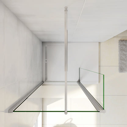 Walk in Doccia Due Pareti Vetro Temperato Anticalcare Fascia Opaca Centrale ANTI FRANTUMI Barra Stabilizzatrice Cromo Lucido